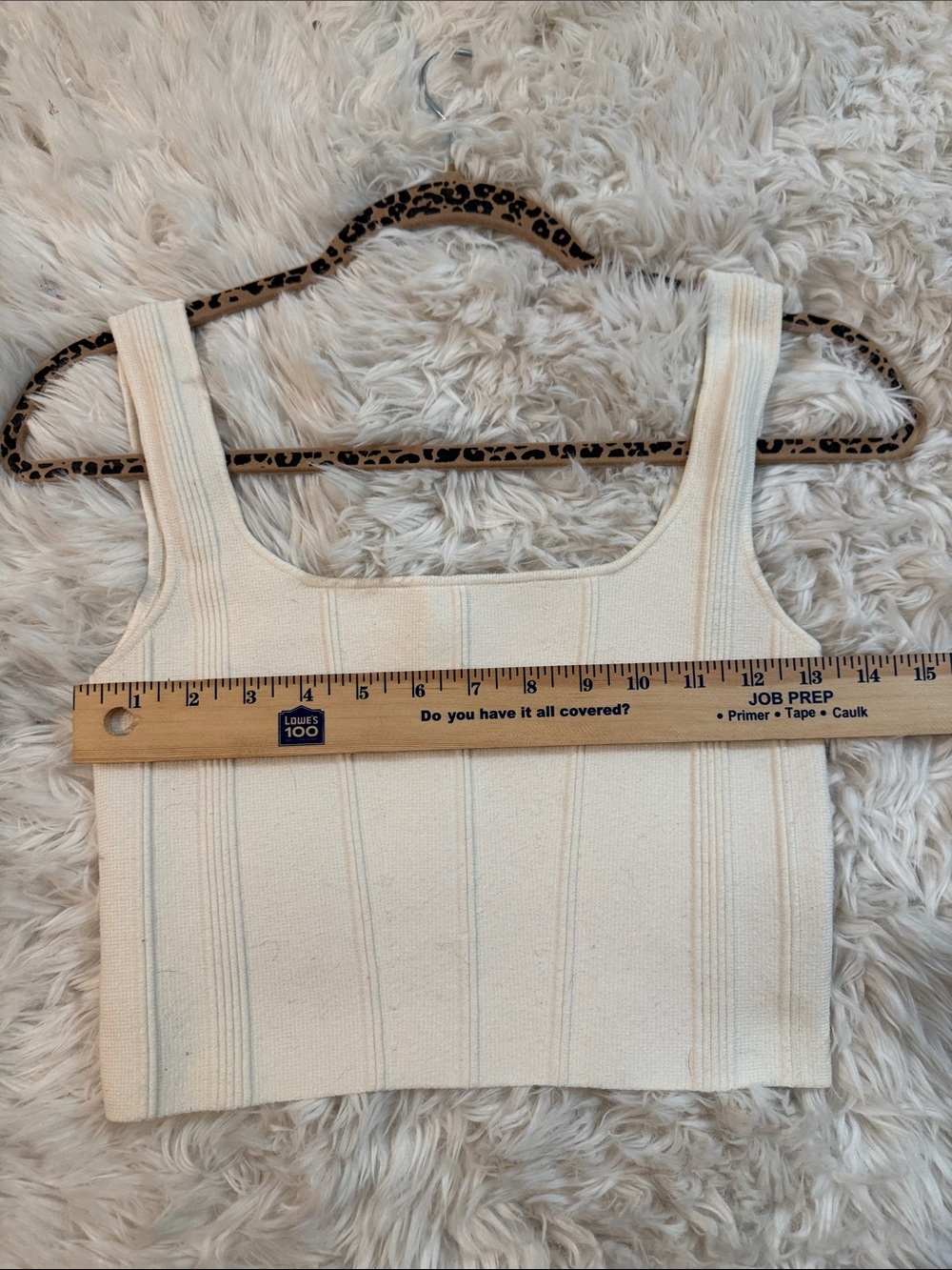 All:Row Rach Top Cream Ribbed Square-Neck Crop Tank - Picture 4 of 7